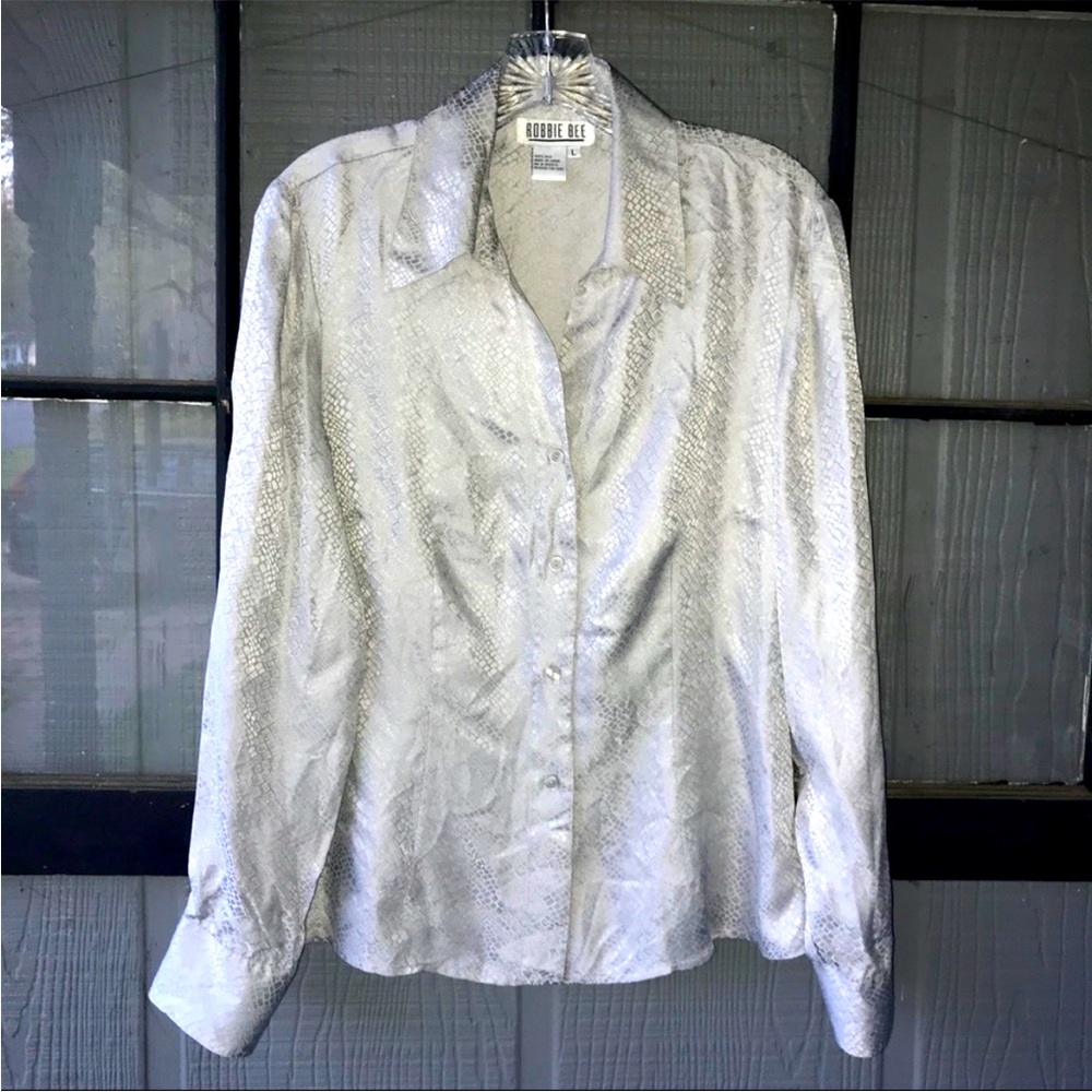 Robbie Bee blouse, snakeskin texture, 100% silk